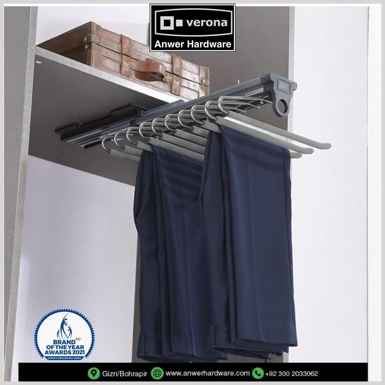 Buy Hafele Trouser rack Pull out 30Kg weigth 9 adjustable braces with  Anti skid rubber coating Online  Bigthahir