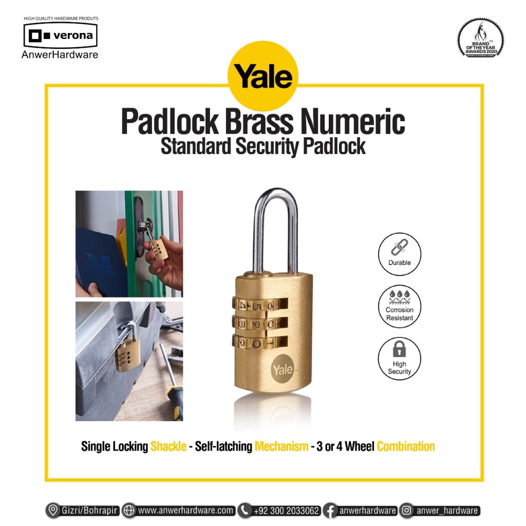 Yale Pad Lock Brass Numeric Y150 ⋆ Anwer Hardware