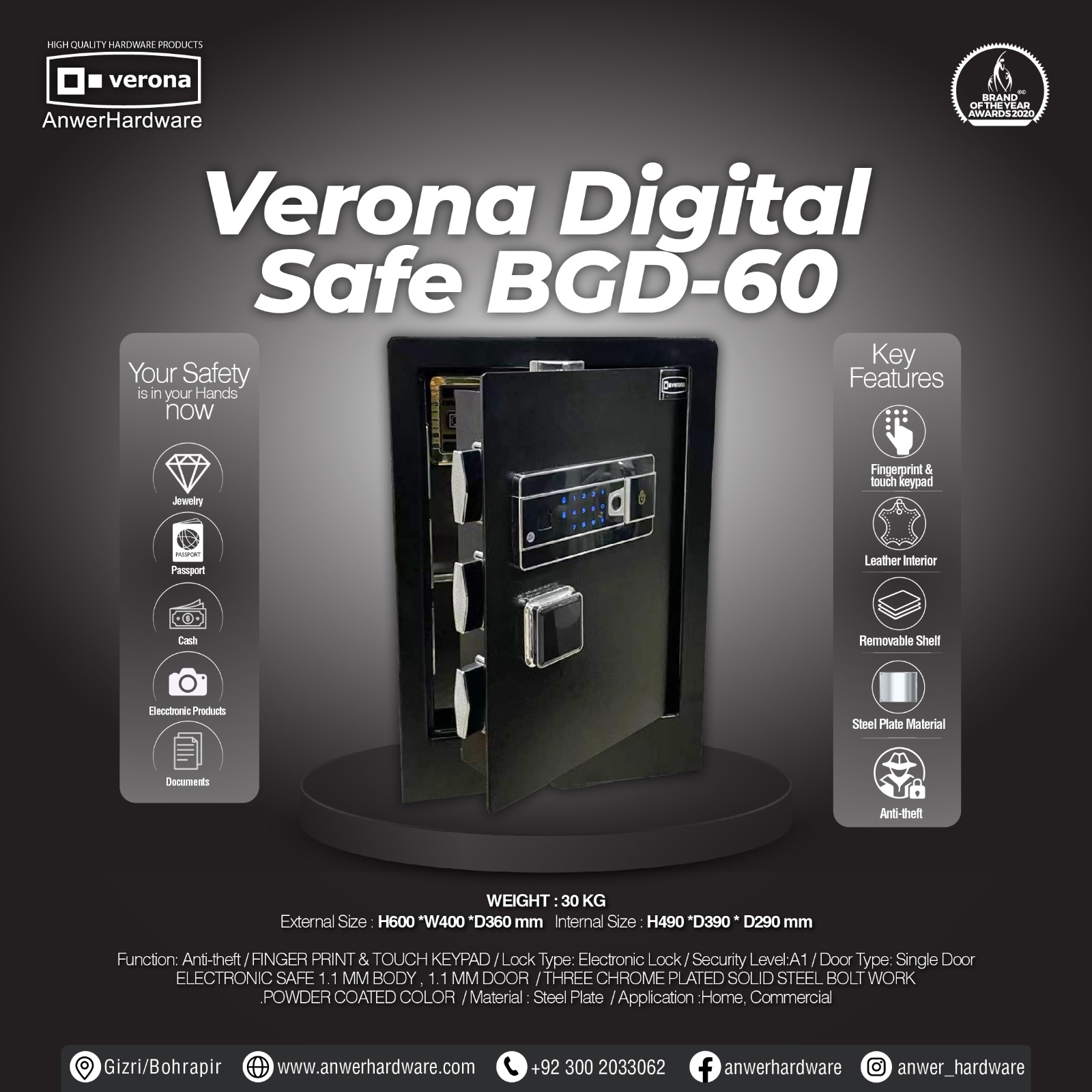 Verona Digital Safe BGD-60