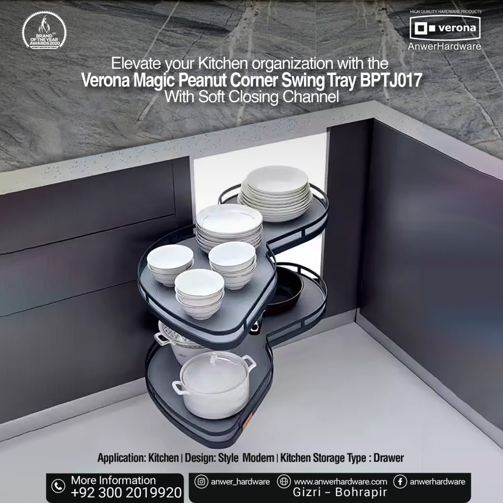 Verona Magic Peanut Corner Swing Tray BPTJ017 ⋆ Anwer Hardware