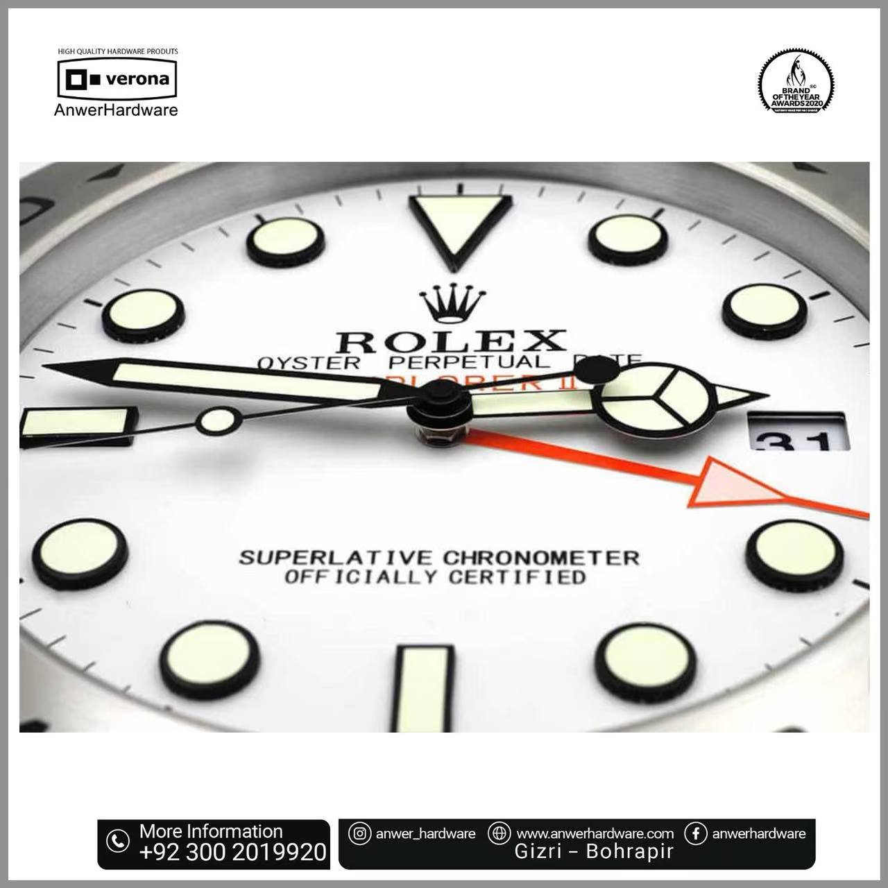 ROLEX EXPLORER II 掛時計 Explorer II Style – Dealer Display Wall 