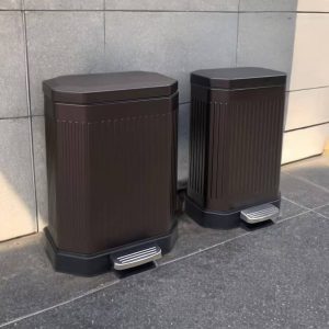 Verona Matt Brown Embossed Stainless Steel Dust Bin