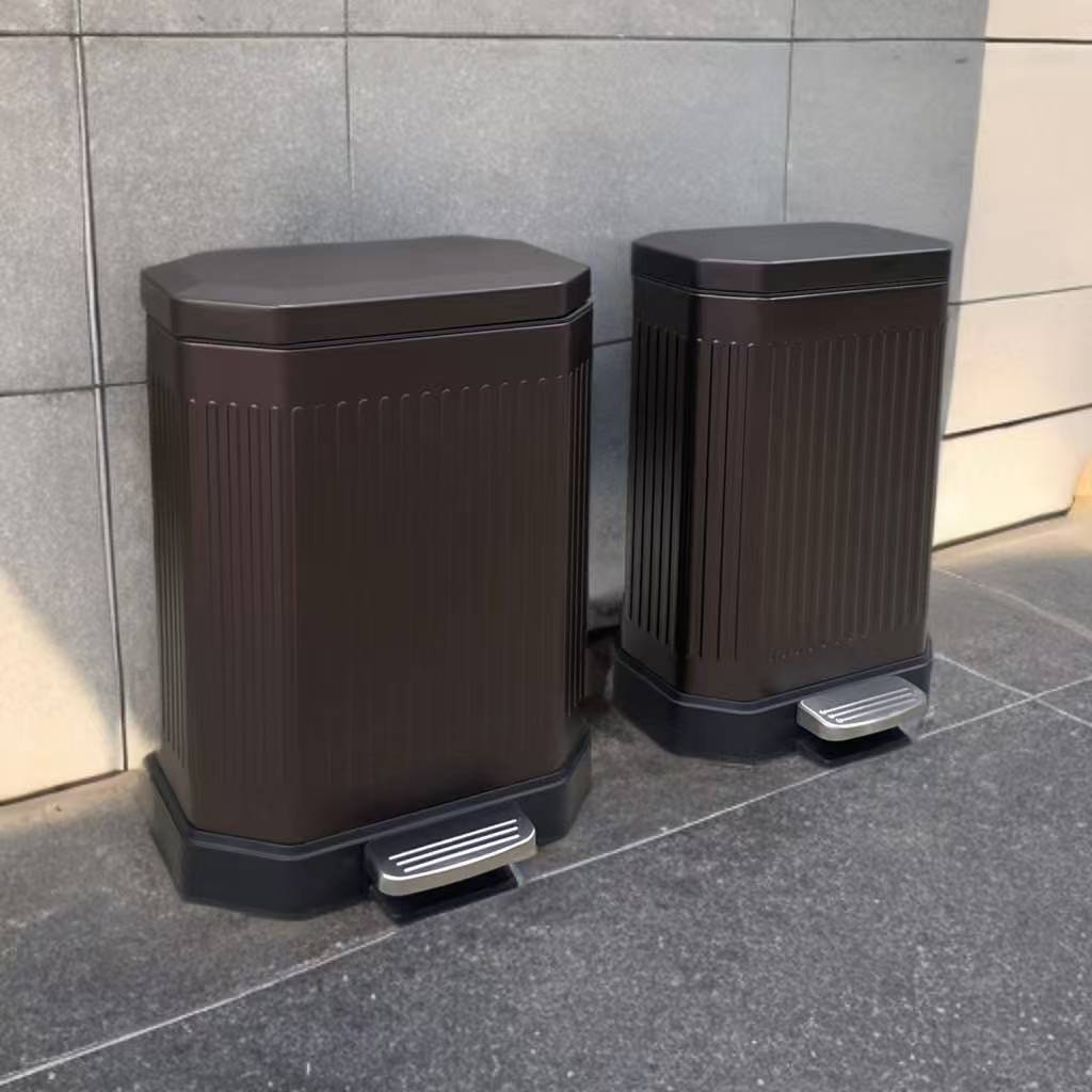 Verona Matt Brown Embossed Stainless Steel Dust Bin