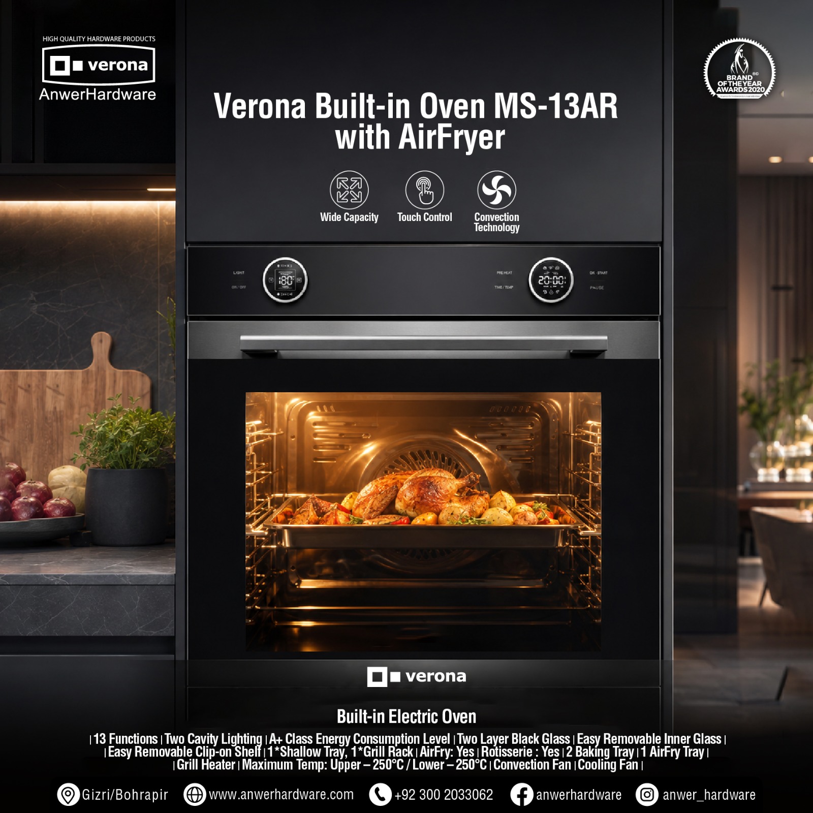Verona Built-in Electric Oven With AirFryer MS-13AR