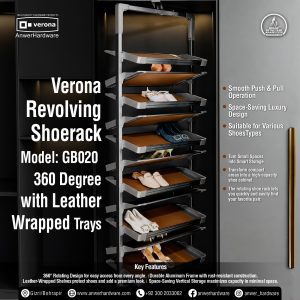 Verona Revolving Shoerack  GB020 360 With Leather-Wrapped