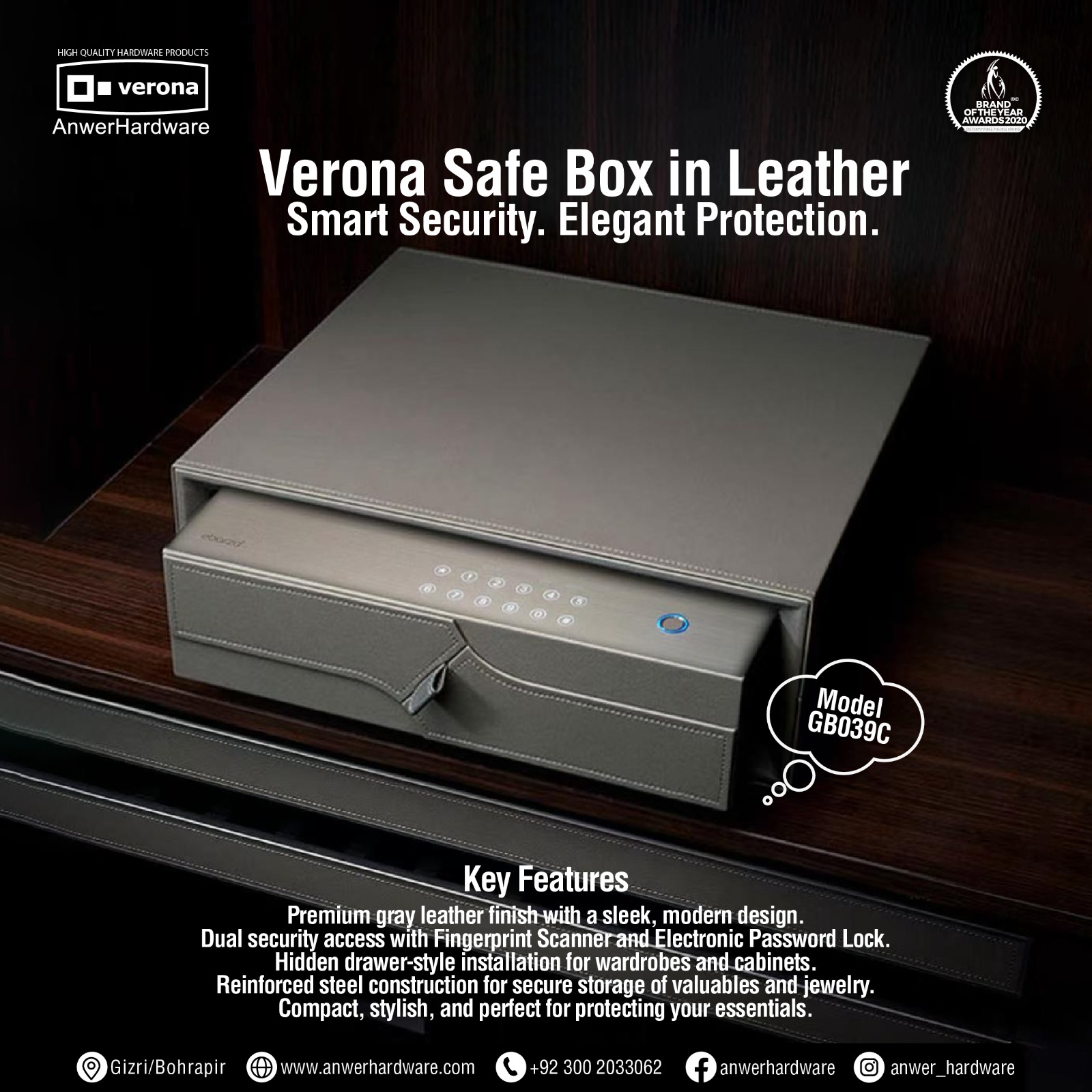 Verona Safe Box In Leather GB039C