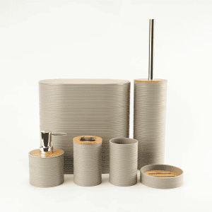 Verona 6-Piece Premium Plastic Bathroom Set Beige