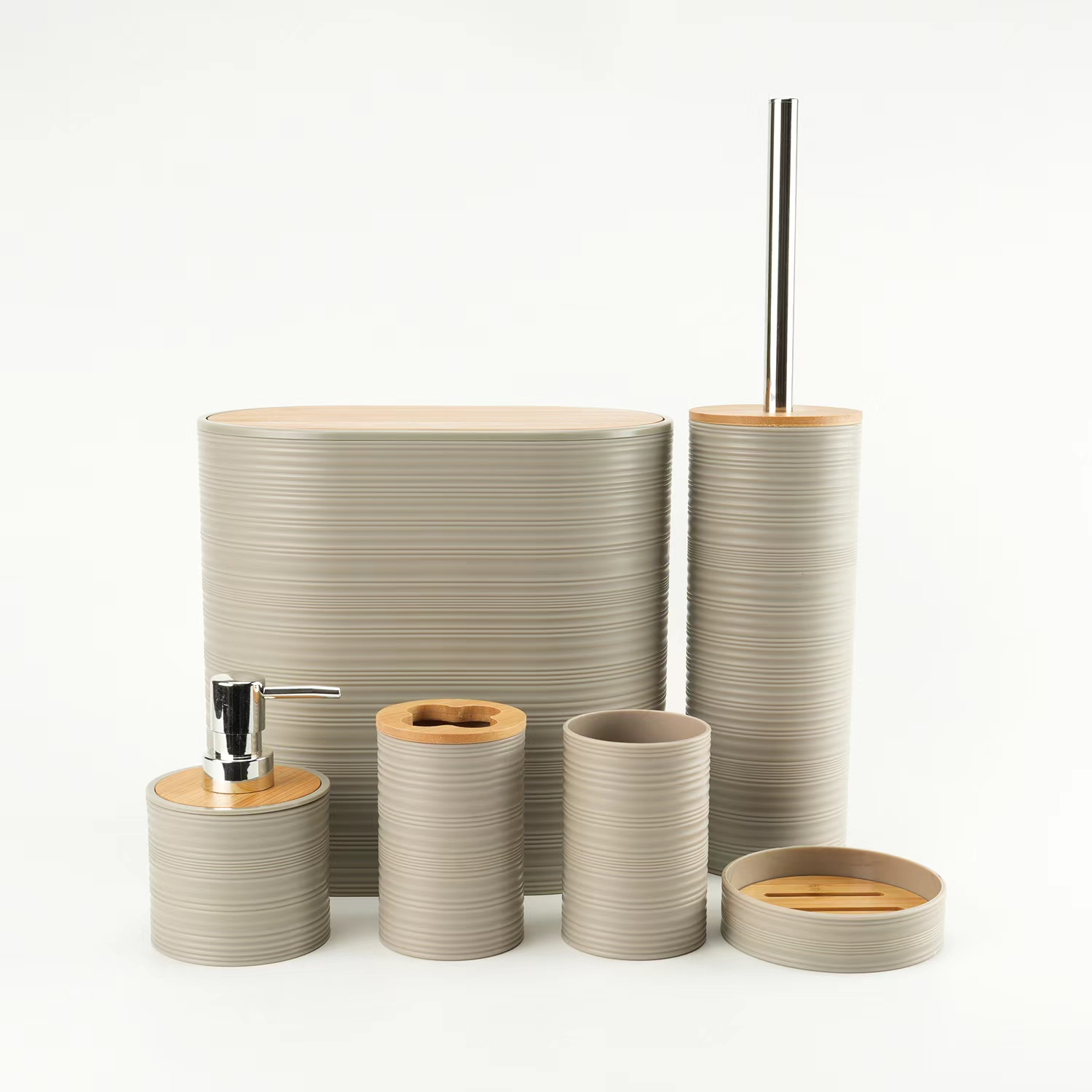 Verona 6-Piece Premium Plastic Bathroom Set Beige