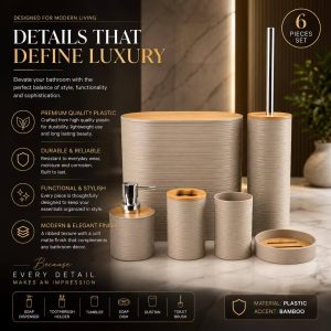 Verona 6-Piece Premium Plastic Bathroom Set Beige