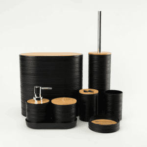 Verona 6-Piece Premium Plastic Bathroom Set Black