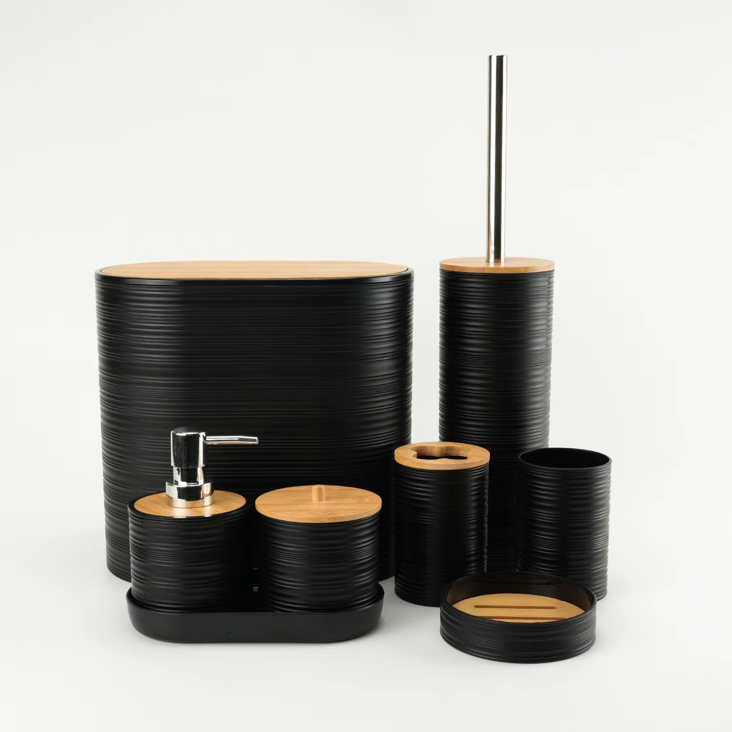 Verona 6-Piece Premium Plastic Bathroom Set Black