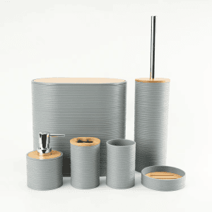 Verona 6-Piece Premium Plastic Bathroom Set Grey