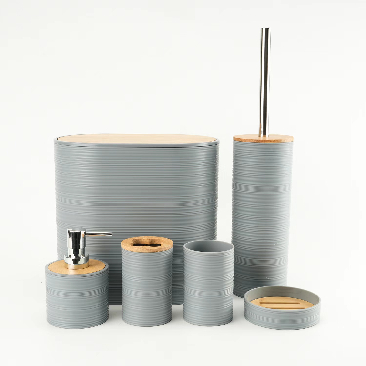 Verona 6-Piece Premium Plastic Bathroom Set Grey