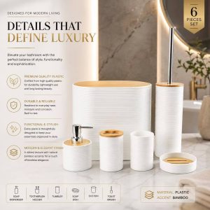 Verona 6-Piece Premium Plastic Bathroom Set White
