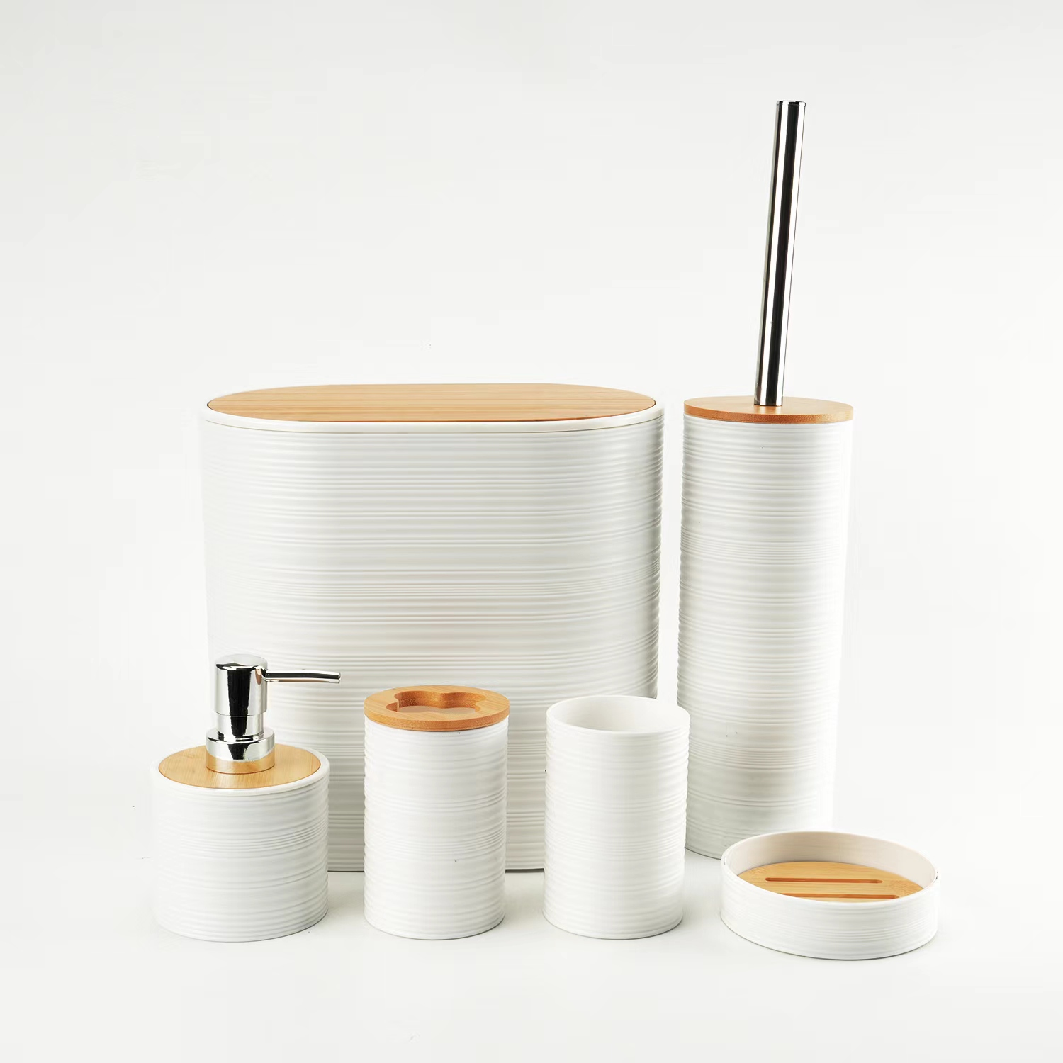 Verona 6-Piece Premium Plastic Bathroom Set White