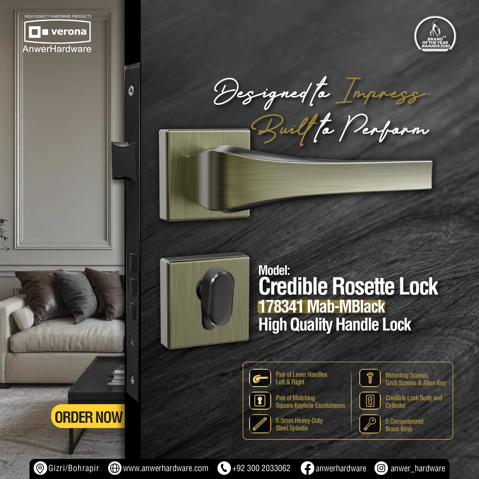 Credible Rosette Lock 178341 Mab-MBlack