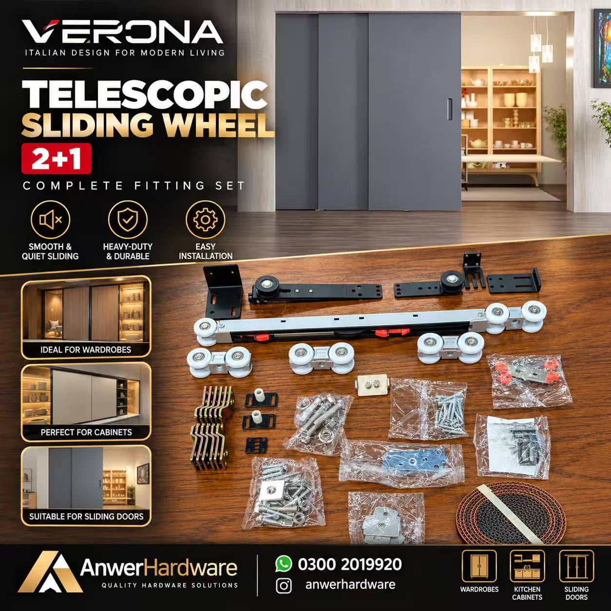 Verona 2+1 Telescopic Sliding Fitting